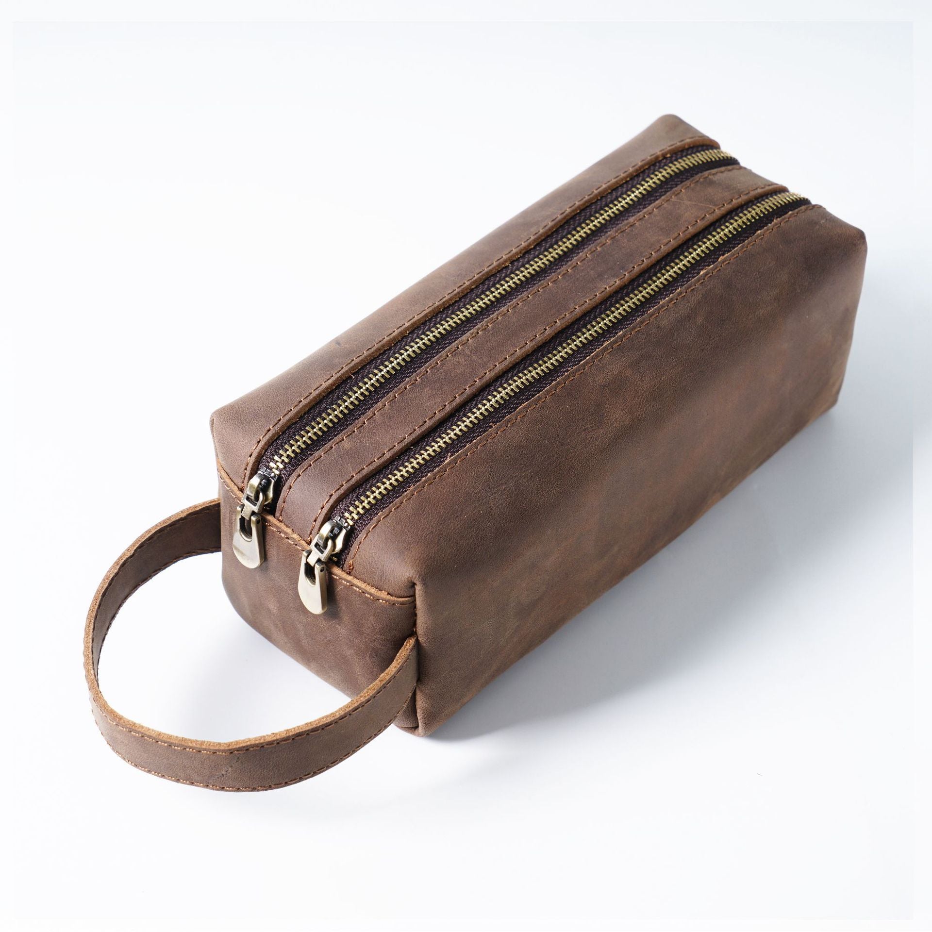 Wholesale Leather Simple Large -capacity Creative Double -layer Zipper Bag